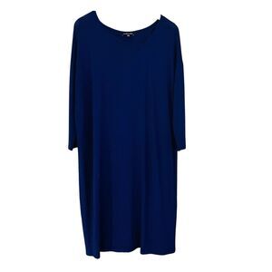 Eileen Fisher T-Shirt Dress Small Blue Cozy Chic Minimalist Quiet Luxury Lounge